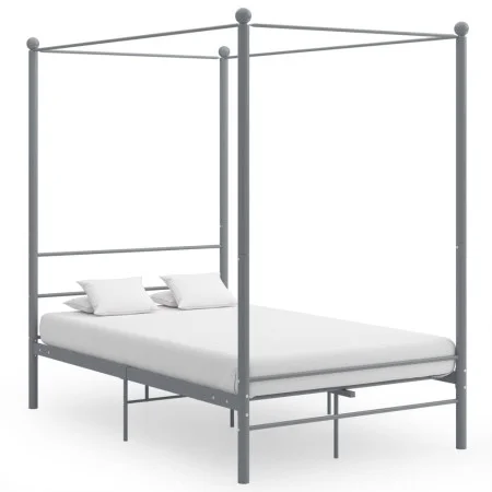 Estructura de cama con dosel metal gris 140x200 cm de vidaXL, Camas y somieres - Ref: Foro24-325062, Precio: 157,03 €, Descue...