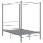 Estructura de cama con dosel metal gris 140x200 cm de vidaXL, Camas y somieres - Ref: Foro24-325062, Precio: 157,03 €, Descue...