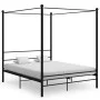 Estructura de cama con dosel metal negro 160x200 cm de vidaXL, Camas y somieres - Ref: Foro24-325063, Precio: 188,87 €, Descu...
