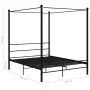 Estructura de cama con dosel metal negro 160x200 cm de vidaXL, Camas y somieres - Ref: Foro24-325063, Precio: 188,87 €, Descu...