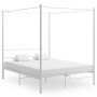 Estructura de cama con dosel metal blanco 160x200 cm de vidaXL, Camas y somieres - Ref: Foro24-325064, Precio: 188,02 €, Desc...