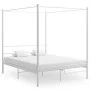 Estructura de cama con dosel metal blanco 160x200 cm de vidaXL, Camas y somieres - Ref: Foro24-325064, Precio: 203,29 €, Desc...