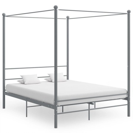 Estructura de cama con dosel metal gris 160x200 cm de vidaXL, Camas y somieres - Ref: Foro24-325065, Precio: 158,28 €, Descue...