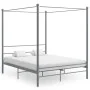 Estructura de cama con dosel metal gris 160x200 cm de vidaXL, Camas y somieres - Ref: Foro24-325065, Precio: 155,22 €, Descue...