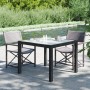 Mesa jardín vidrio templado ratán sintético 90x90x75 cm negro en Mesas de jardín | Comprar online en Foru.es