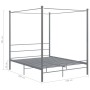 Estructura de cama con dosel metal gris 160x200 cm de vidaXL, Camas y somieres - Ref: Foro24-325065, Precio: 158,28 €, Descue...