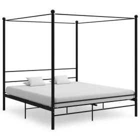 Black metal canopy bed frame 180x200 cm by vidaXL, Beds and slatted bases - Ref: Foro24-325066, Price: 168,30 €, Discount: %