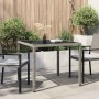 Mesa jardín vidrio templado ratán sintético 90x90x75 cm gris en Mesas de jardín | Comprar online en Foru.es
