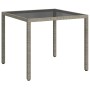 Mesa jardín vidrio templado ratán sintético 90x90x75 cm gris en Mesas de jardín | Comprar online en Foru.es