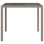 Mesa jardín vidrio templado ratán sintético 90x90x75 cm gris en Mesas de jardín | Comprar online en Foru.es