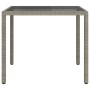 Mesa jardín vidrio templado ratán sintético 90x90x75 cm gris en Mesas de jardín | Comprar online en Foru.es