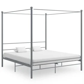 Gray metal canopy bed frame 200x200 cm by vidaXL, Beds and slatted bases - Ref: Foro24-325071, Price: 149,05 €, Discount: %