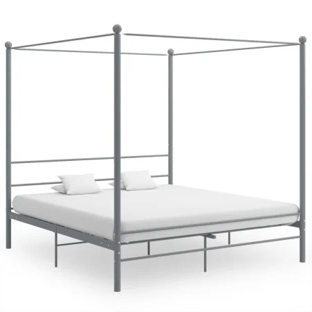 Estructura de cama con dosel metal gris 200x200 cm de vidaXL, Camas y somieres - Ref: Foro24-325071, Precio: 149,05 €, Descue...