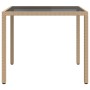 Mesa jardín vidrio templado ratán sintético 90x90x75 cm gris en Mesas de jardín | Comprar online en Foru.es