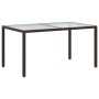 Mesa jardín vidrio templado ratán sintético 150x90x75 cm marrón en Mesas de jardín | Comprar online en Foru.es