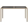 Mesa jardín vidrio templado ratán sintético 150x90x75 cm beige en Mesas de jardín | Comprar online en Foru.es