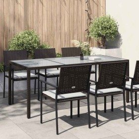 Mesa jardín vidrio templado ratán sintético marrón 190x90x75 cm en Mesas de jardín | Comprar online en Foru.es