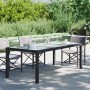 Mesa jardín vidrio templado ratán sintético negra 190x90x75 cm en Mesas de jardín | Comprar online en Foru.es