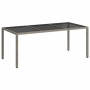 Mesa jardín vidrio templado ratán sintético gris 190x90x75 cm en Mesas de jardín | Comprar online en Foru.es