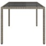 Mesa jardín vidrio templado ratán sintético gris 190x90x75 cm en Mesas de jardín | Comprar online en Foru.es
