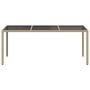 Mesa jardín vidrio templado ratán sintético beige 190x90x75 cm en Mesas de jardín | Comprar online en Foru.es