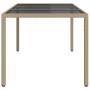 Mesa jardín vidrio templado ratán sintético beige 190x90x75 cm en Mesas de jardín | Comprar online en Foru.es