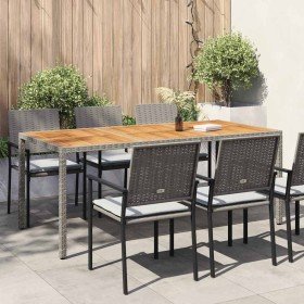 Mesa de jardín madera acacia ratán sintético gris 190x90x75 cm en Mesas de jardín | Comprar online en Foru.es