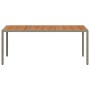 Mesa de jardín madera acacia ratán sintético gris 190x90x75 cm en Mesas de jardín | Comprar online en Foru.es