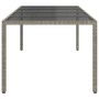 Mesa de jardín de vidrio templado ratán PE gris 250x100x75 cm en Mesas de jardín | Comprar online en Foru.es