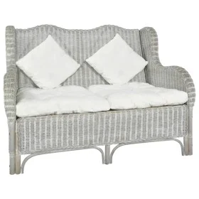 2-Sitzer-Sofa aus natürlichem Rattan und grauem Leinen von vidaXL, Sofas - Ref: Foro24-325467, Preis: 293,64 €, Rabatt: %