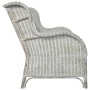 Sofá de 2 plazas de ratán natural y lino gris de vidaXL, Sofás - Ref: Foro24-325467, Precio: 296,17 €, Descuento: %
