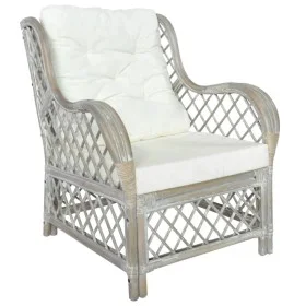 Sofá con cojín ratán natural y lino gris de vidaXL, Sofás - Ref: Foro24-325470, Precio: 212,17 €, Descuento: %