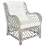 Sofá con cojín ratán natural y lino gris de vidaXL, Sofás - Ref: Foro24-325470, Precio: 212,81 €, Descuento: %