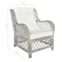 Sofá con cojín ratán natural y lino gris de vidaXL, Sofás - Ref: Foro24-325470, Precio: 212,17 €, Descuento: %