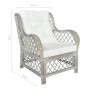 Sofá con cojín ratán natural y lino gris de vidaXL, Sofás - Ref: Foro24-325470, Precio: 212,81 €, Descuento: %