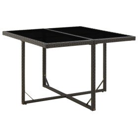 Mesa de jardín ratán sintético y vidrio negra 109x107x74 cm en Mesas de jardín | Comprar online en Foru.es