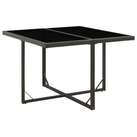 Mesa de jardín ratán sintético y vidrio negra 109x107x74 cm en Mesas de jardín | Comprar online en Foru.es