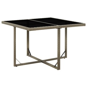 Mesa de jardín ratán sintético y vidrio gris 109x107x74 cm en Mesas de jardín | Comprar online en Foru.es