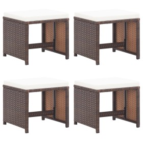 Taburetes de jardín 4 uds con cojines ratán sintético marrón en Sillas de jardín | Comprar online en Foru.es