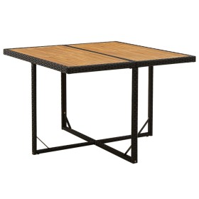 Mesa de jardín ratán sintético madera acacia negro 109x107x74cm en Mesas de jardín | Comprar online en Foru.es