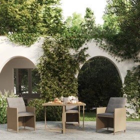 Mesa de jardín ratán sintético madera acacia beige 109x107x74cm en Mesas de jardín | Comprar online en Foru.es