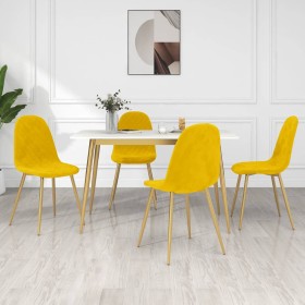 Sillas de comedor 4 uds terciopelo amarillo mostaza de vidaXL, Sillas de comedor - Ref: Foro24-325686, Precio: 183,94 €, Desc...