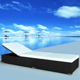 Tumbona con cojín ratán sintético blanco crema en Tumbonas | Comprar online en Foru.es