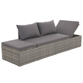 Tumbona de jardín con cojines y almohadas ratán sintético gris en Tumbonas | Comprar online en Foru.es