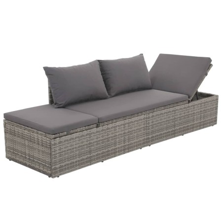 Tumbona de jardín con cojines y almohadas ratán sintético gris en Tumbonas | Comprar online en Foru.es