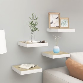 Estante flotante pared 4 uds MDF roble y blanco 23x23,5x3,8 cm de vidaXL, Estantes y estanterías - Ref: Foro24-326569, Precio...