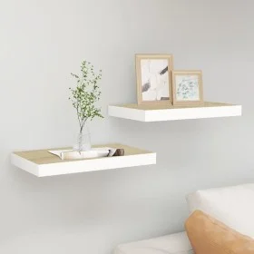 Estante flotante de pared 2 uds MDF roble y blanco 50x23x3,8 cm de vidaXL, Estantes y estanterías - Ref: Foro24-326574, Preci...