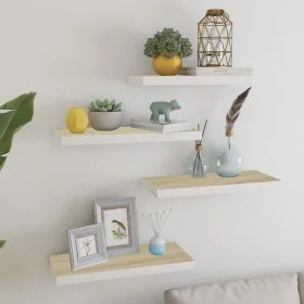 Floating wall shelf 2 pcs MDF oak and white 60x23.5x3.8 cm by vidaXL, Shelves and shelves - Ref: Foro24-326578, Price: 56,88 ...