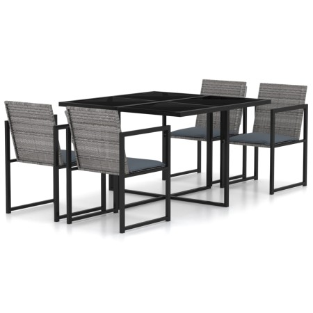 Set de comedor de jardín 5 pzas y cojines ratán sintético gris en Conjuntos de jardín | Comprar online en Foru.es