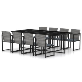 Set de comedor de jardín 9 pzas y cojines ratán sintético gris en Conjuntos de jardín | Comprar online en Foru.es